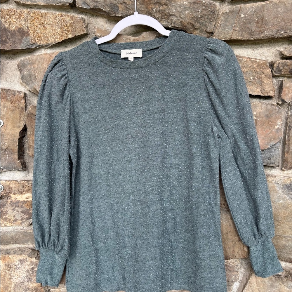 Bohme Textured Green Long Sleeve Top